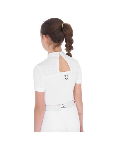 Polo bambina da concorso slim fit con zip