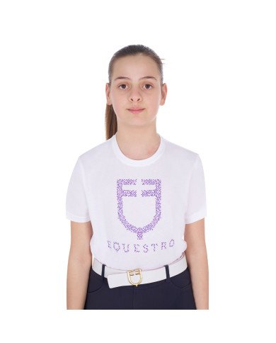 T-shirt bambina slim fit disegno dressage colorato