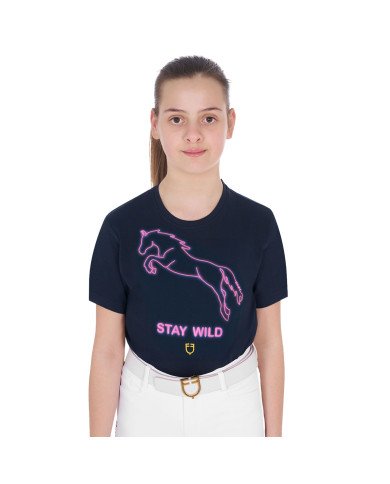 T-shirt bambina slim fit logo glitter rosa