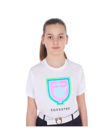 T-shirt bambina slim fit con stampa cavallo astratta