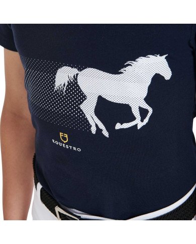 T-shirt bambino slim fit con stampa cavallo da corsa