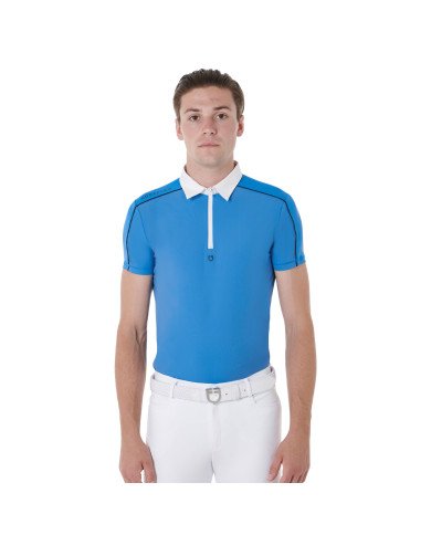 Polo uomo da concorso manica corta con zip e inserti in mesh