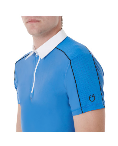 Polo uomo da concorso manica corta con zip e inserti in mesh