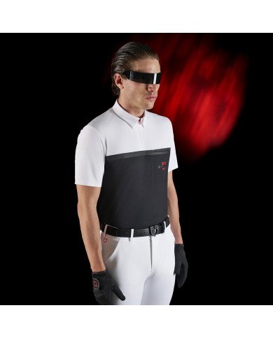 Polo concorso uomo Equestro Ridertechnology manica corta e zip