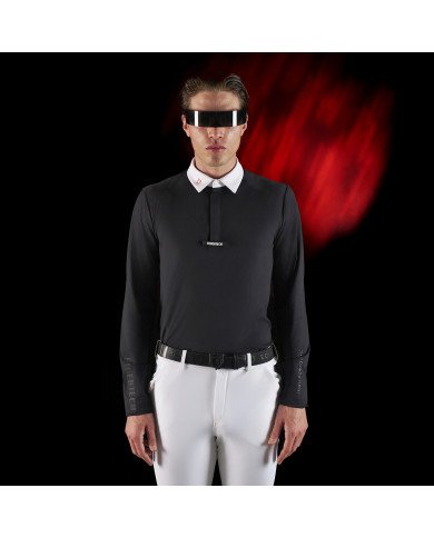 Polo concorso uomo Equestro Ridertechnology manica lunga bottoni