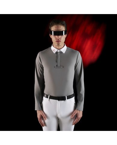 Polo concorso uomo Equestro Ridertechnology manica lunga bottoni