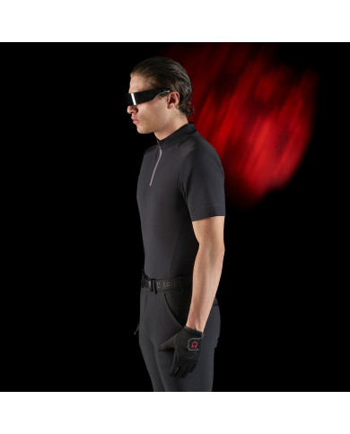 Polo allenamento uomo Equestro Ridertechnology maniche corte e zip Polo allenamento uomo Equestro Ridertechnology maniche corte e zip