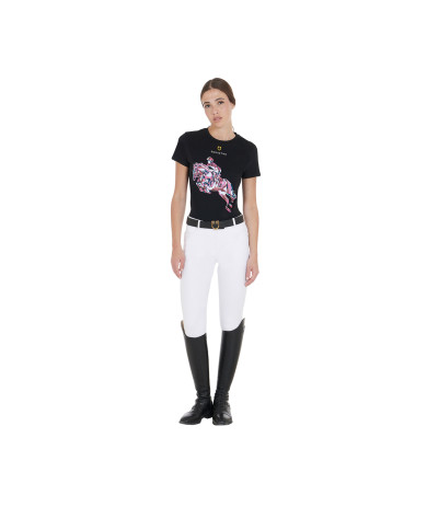 T-shirt donna slim fit con stampa salto cavallo T-shirt donna slim fit con stampa salto cavallo