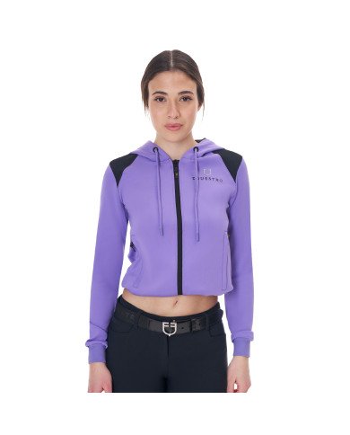 Felpa donna zip frontale tessuto tecnico interlock