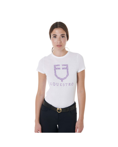T-shirt donna slim fit con diamanti fucsia T-shirt donna slim fit con diamanti fucsia