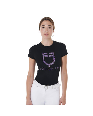 T-shirt donna slim fit con diamanti fucsia T-shirt donna slim fit con diamanti fucsia
