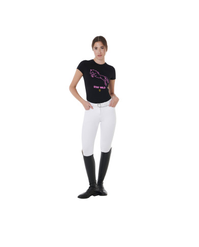 T-shirt donna slim fit con stampa Stay Wild T-shirt donna slim fit con stampa Stay Wild