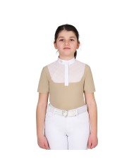 GIRL S ELEGANT STONES MONOGRAM COMPETITITION POLO SHIRT SS BUTTONS