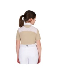 GIRL S ELEGANT STONES MONOGRAM COMPETITITION POLO SHIRT SS BUTTONS