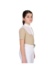 GIRL S ELEGANT STONES MONOGRAM COMPETITITION POLO SHIRT SS BUTTONS