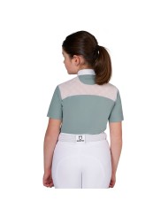 GIRL S ELEGANT STONES MONOGRAM COMPETITITION POLO SHIRT SS BUTTONS