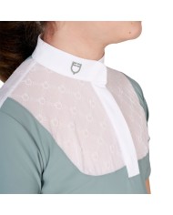GIRL S ELEGANT STONES MONOGRAM COMPETITITION POLO SHIRT SS BUTTONS