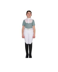 GIRL S ELEGANT STONES MONOGRAM COMPETITITION POLO SHIRT SS BUTTONS