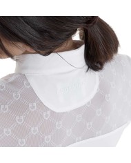 GIRL S ELEGANT STONES MONOGRAM COMPETITITION POLO SHIRT SS BUTTONS