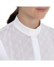 GIRL S ELEGANT STONES MONOGRAM COMPETITITION POLO SHIRT SS BUTTONS