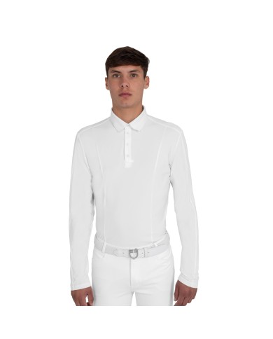 MEN S KNIT INSERT COMPETITION POLO SHIRT LS BUTTONS