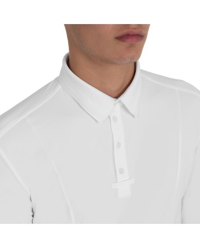 MEN S KNIT INSERT COMPETITION POLO SHIRT LS BUTTONS