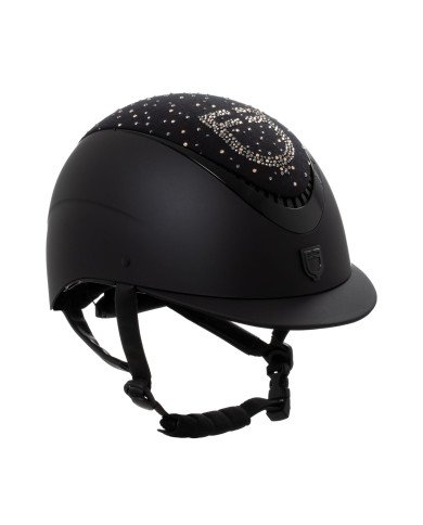 Cap opaco visiera stretta con logo in strass