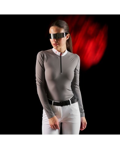 WOMEN S COMPETITION RIDERTECHNOLOGY LS POLO SHIRT WITH ZIP