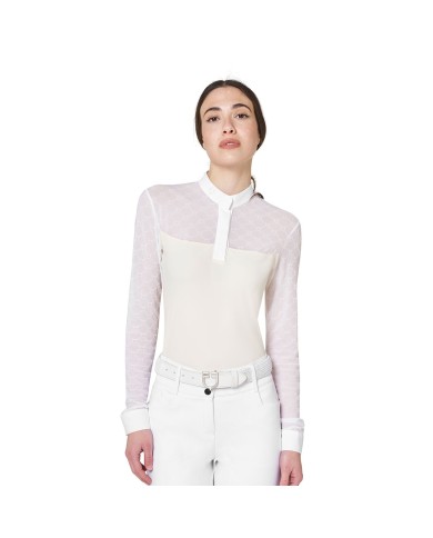 WOMEN S ELEGANT MONOGRAM COMPETITITION POLO SHIRT LS BUTTONS