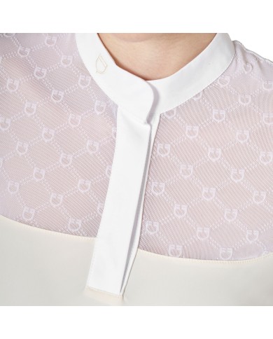 WOMEN S ELEGANT MONOGRAM COMPETITITION POLO SHIRT LS BUTTONS