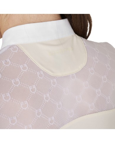 WOMEN S ELEGANT MONOGRAM COMPETITITION POLO SHIRT LS BUTTONS