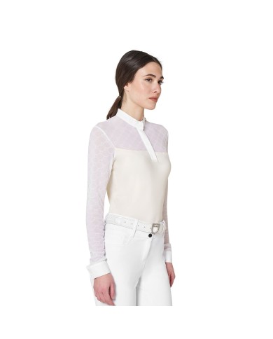 WOMEN S ELEGANT MONOGRAM COMPETITITION POLO SHIRT LS BUTTONS