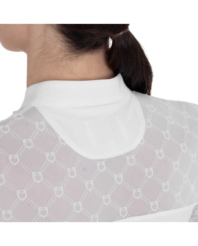 WOMEN S ELEGANT MONOGRAM COMPETITITION POLO SHIRT LS BUTTONS