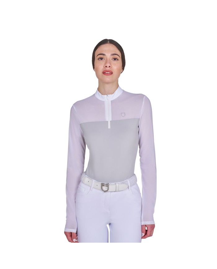 WOMEN S MICRO MESH POLO SHIRT LS ZIP