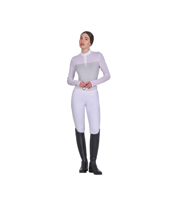 WOMEN S MICRO MESH POLO SHIRT LS ZIP