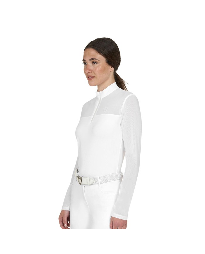 WOMEN S MICRO MESH POLO SHIRT LS ZIP