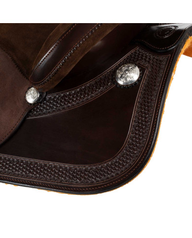 Sella Westwood basic barrel MJ brown/reverse brown border basket tooling Sella Westwood basic barrel MJ brown/reverse brown border basket tooling