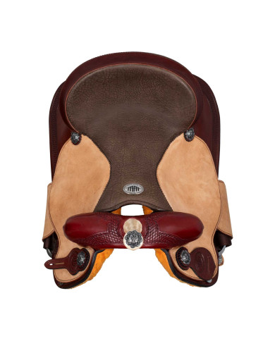 Sella Westwood basic barrel MJ burgundy/reverse natural border basket tooling Sella Westwood basic barrel MJ burgundy/reverse natural border basket tooling