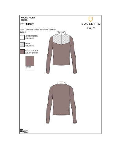 GIRL COMPETITION LS ZIP SHIRT 1/2 MESH