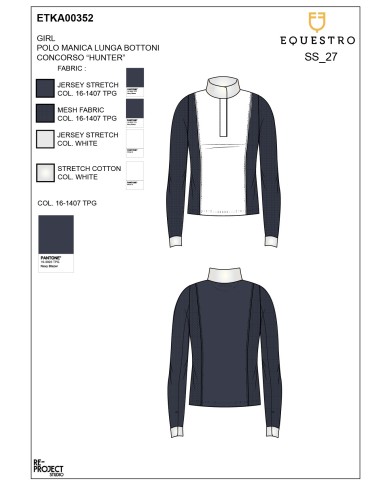 GIRL S HUNTER COMPETITITION POLO SHIRT LS BUTTONS
