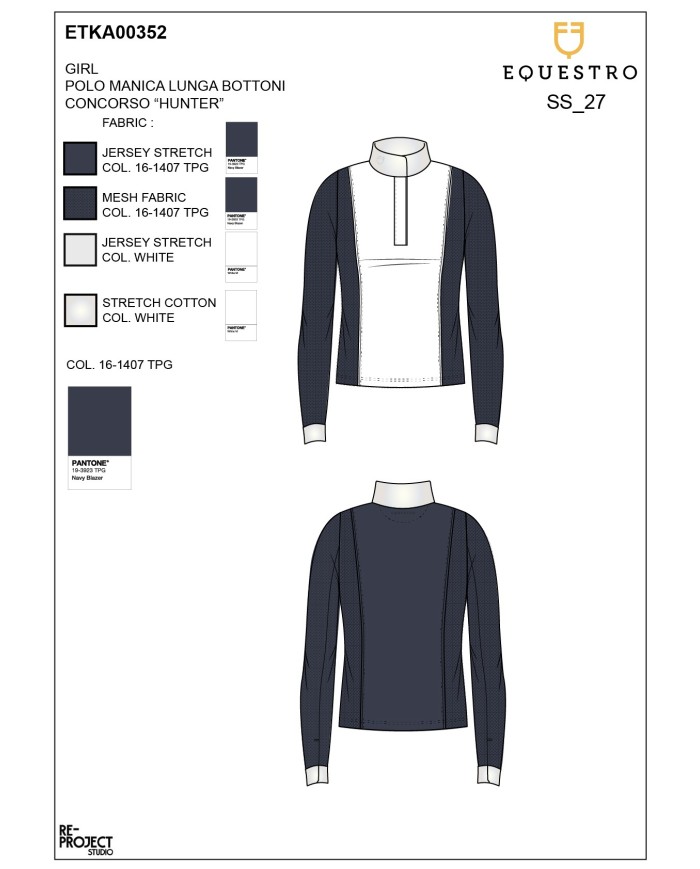 GIRL S HUNTER COMPETITITION POLO SHIRT LS BUTTONS