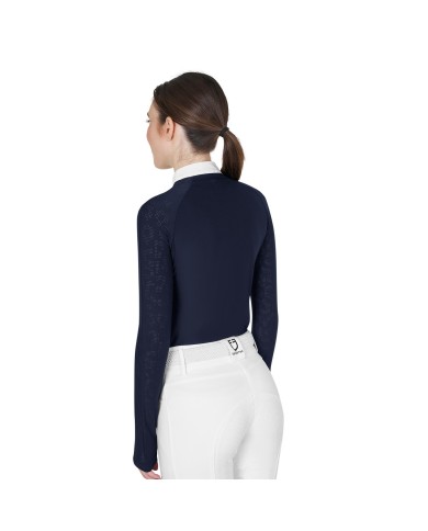 WOMEN S TULLE STRETCH COMPETITION POLO SHIRT LS ZIP