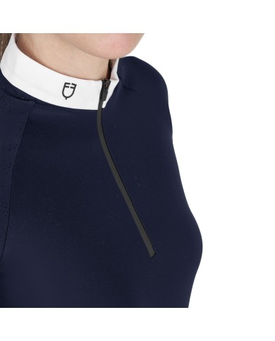 WOMEN S TULLE STRETCH COMPETITION POLO SHIRT LS ZIP