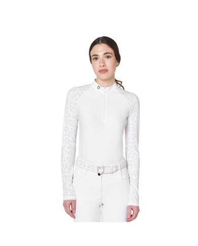 WOMEN S TULLE STRETCH COMPETITION POLO SHIRT LS ZIP