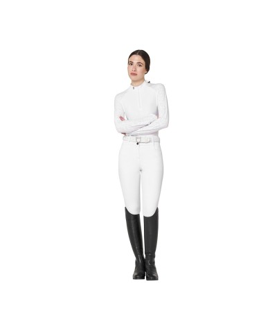 WOMEN S TULLE STRETCH COMPETITION POLO SHIRT LS ZIP