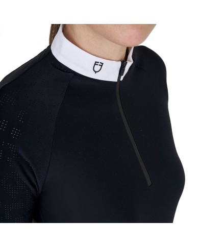 WOMEN S TULLE STRETCH COMPETITION POLO SHIRT LS ZIP