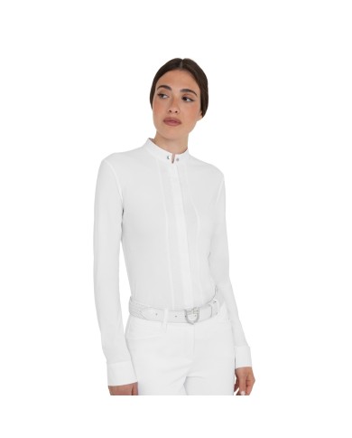 WOMEN S MICROMESH INSERT SNAP BUTTONS COMPETITION POLO SHIRT LS