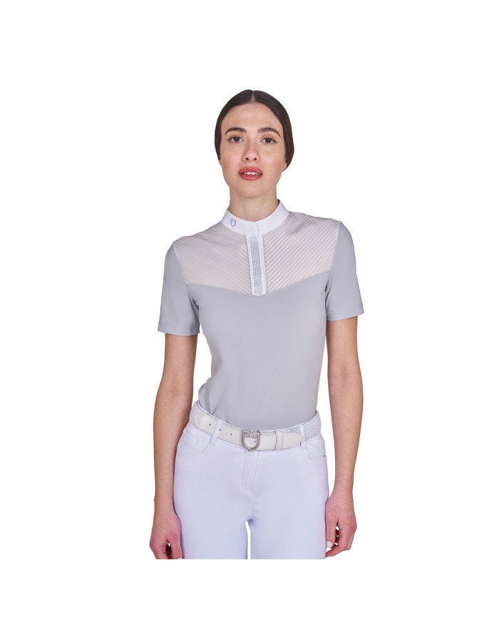 WOMEN S ELEGANT RHINESTONE COMPETITION POLO SHIRT SS