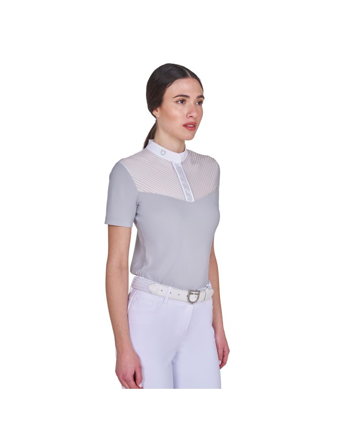 WOMEN S ELEGANT RHINESTONE COMPETITION POLO SHIRT SS