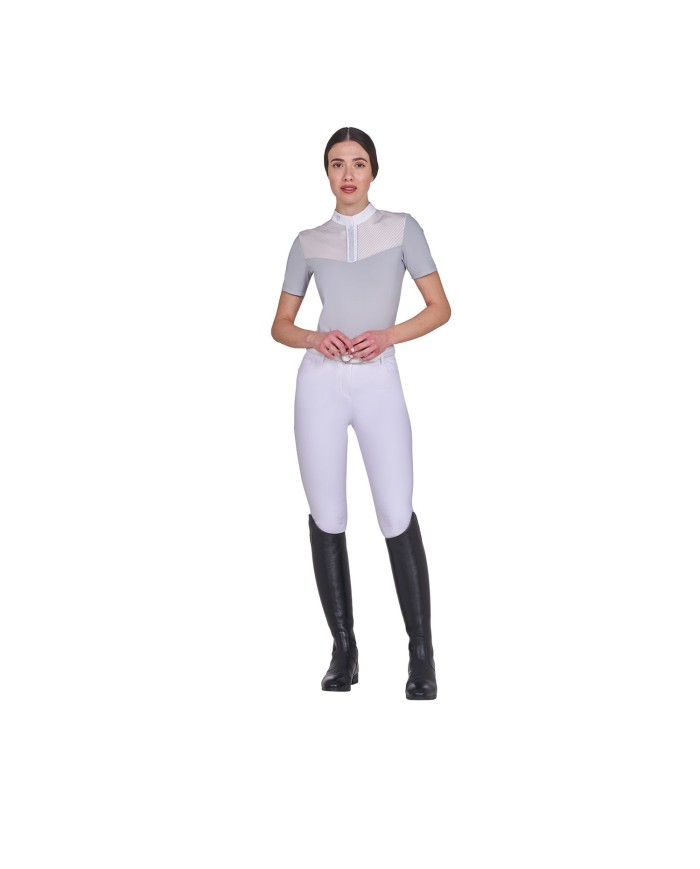 WOMEN S ELEGANT RHINESTONE COMPETITION POLO SHIRT SS